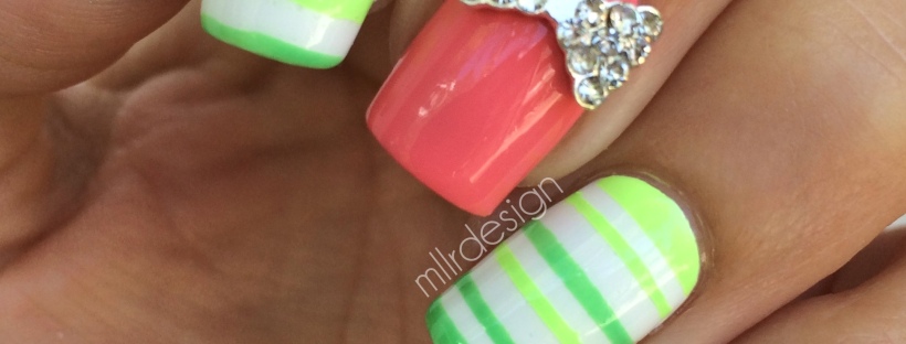 Green stripes with pink accent